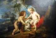 Peter Paul Rubens Infant Christ and St John the Babtist in a landscape oil painting picture wholesale